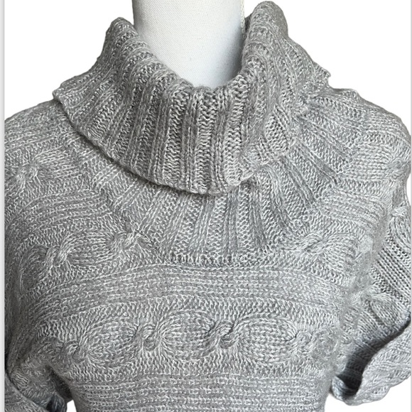 Planet Gold Knit Sweater Dress Tunic S/S Turtleneck Bodycon Gray Juniors - Picture 3 of 7